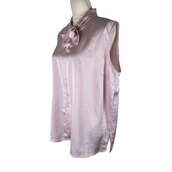 Misook Loop and Tie Sleeveless Blouse Pink Pullover Top Silky Size XL NEW - Picture 7 of 9